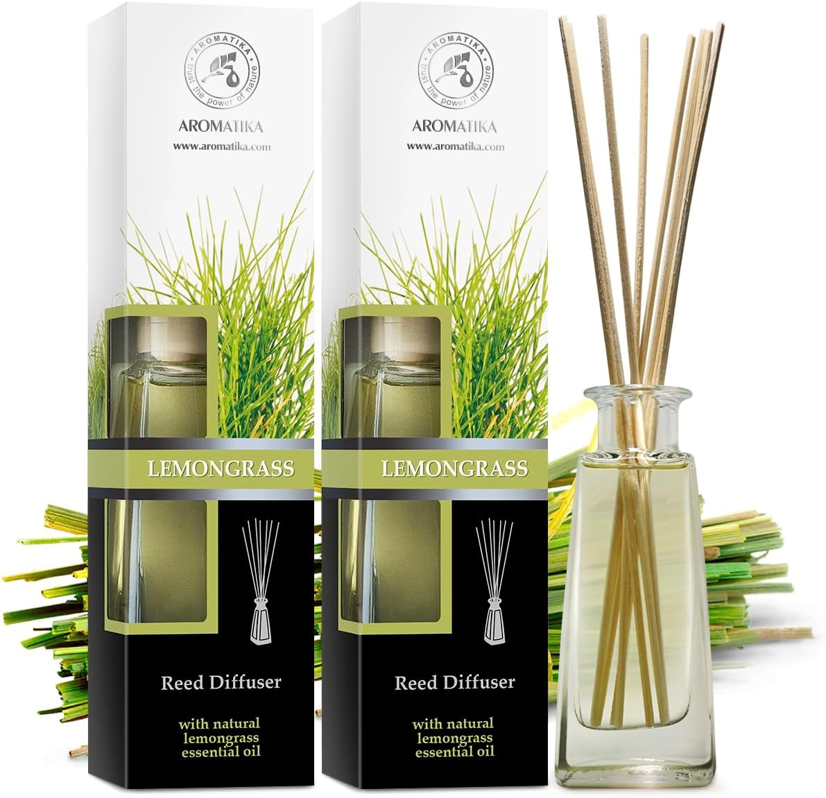 Diffuseur de Parfum à la Citronnelle – Huiles Essentielles Naturelles 2x100ml | Parfum Frais et Relaxant – Ambiance Zen et Anti-Odeurs