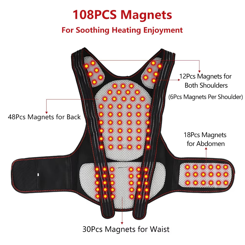 Ceinture Auto-Chauffante Thérapie Magnétique à Tourmaline – Soutien Lombaire et Posture, Soulagement du Dos et Relaxation Infrarouge