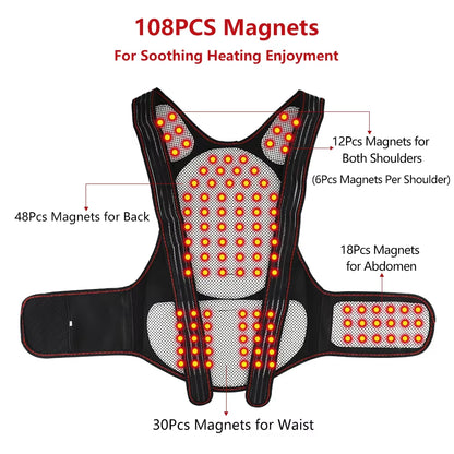 Ceinture Auto-Chauffante Thérapie Magnétique à Tourmaline – Soutien Lombaire et Posture, Soulagement du Dos et Relaxation Infrarouge