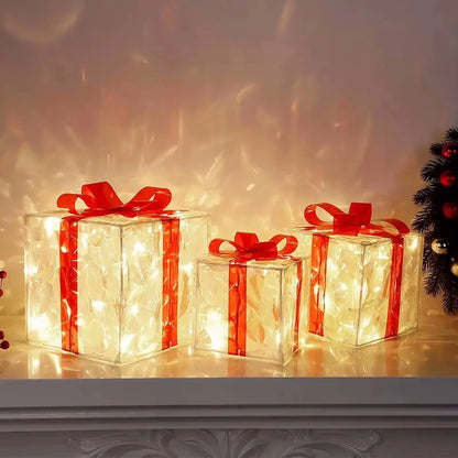 Boîte Cadeau Lumineuse de Noël – Décoration Festive avec Nœud LED, Éclairage Intérieur & Extérieur, Ambiance Magique pour Fêtes et Maisons