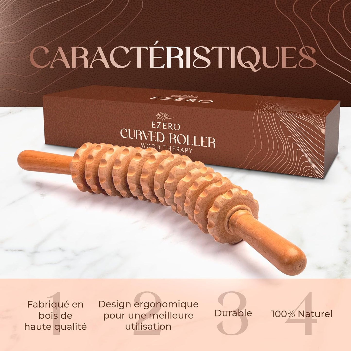 Masseur anti Cellulite Manuel Maderotherapie En Bois De Hêtre