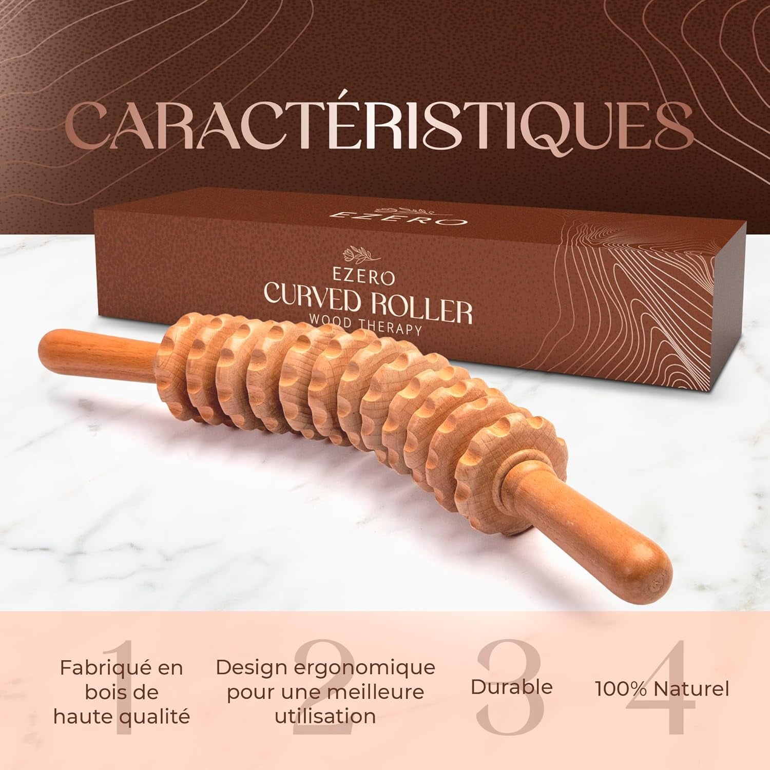 Masseur anti Cellulite Manuel Maderotherapie En Bois De Hêtre