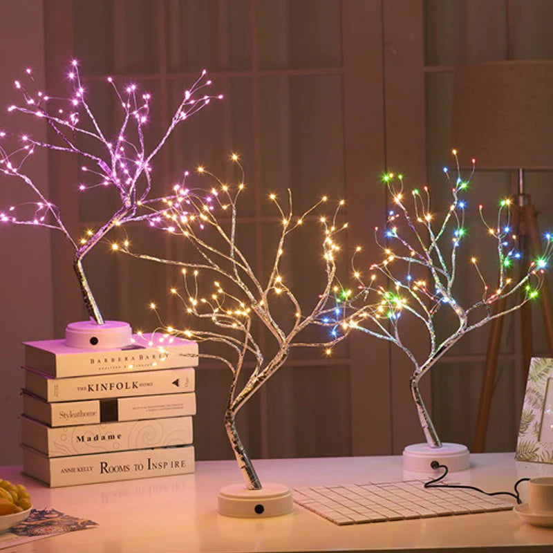 Mini Sapin Lumineux LED en Fil de Cuivre – Veilleuse de Noël & Déco Féérique